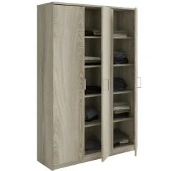 Kledingkasten|Kledingkasten-Interiax Opbergkast - Kledingkast 'Amelie' - Sonoma Eik - 3 Deurs - 180x120x40cm
