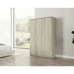 Kledingkasten|Kledingkasten-Interiax Opbergkast - Kledingkast 'Amelie' - Sonoma Eik - 3 Deurs - 180x120x40cm
