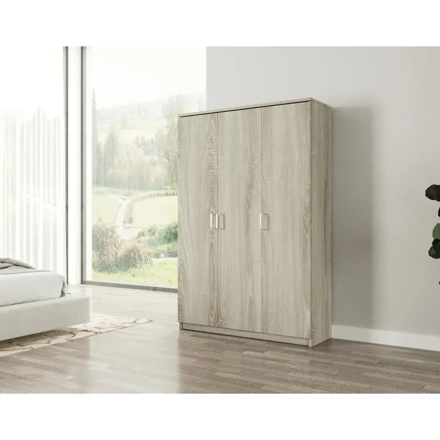 Kledingkasten|Kledingkasten-Interiax Opbergkast - Kledingkast 'Amelie' - Sonoma Eik - 3 Deurs - 180x120x40cm