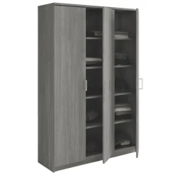 Interiax Opbergkast - Kledingkast 'Amelie' - Grijze Eik - 3 Deurs - 180x120x40cm