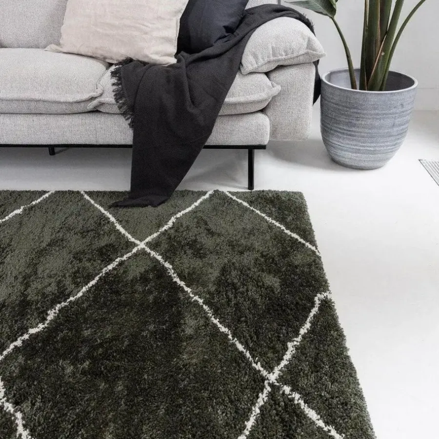 Hoogpolige Vloerkleden-Interieur05 berber vloerkleed Nea groen/cream - 330 x 240 cm
