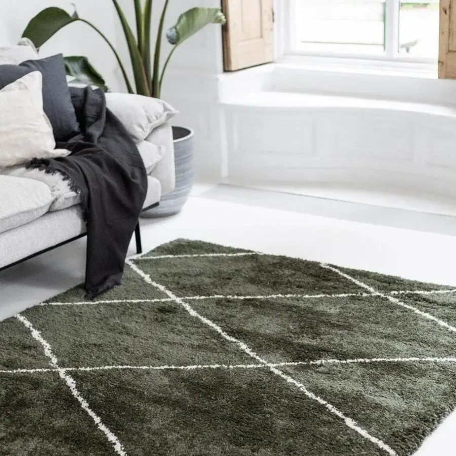 Hoogpolige Vloerkleden-Interieur05 berber vloerkleed Nea groen/cream - 330 x 240 cm