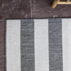 Buiten Vloerkleden|Buiten Vloerkleden-Eva Interior Interieur05 Buitenkleed Stripes Grijs/Wit dubbelzijdig - 230 x 160 cm