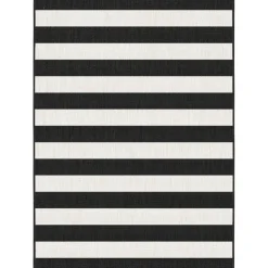 Buiten Vloerkleden|Buiten Vloerkleden-Eva Interior Interieur05 Buitenkleed Stripes zwart/wit dubbelzijdig - 290 x 200 cm