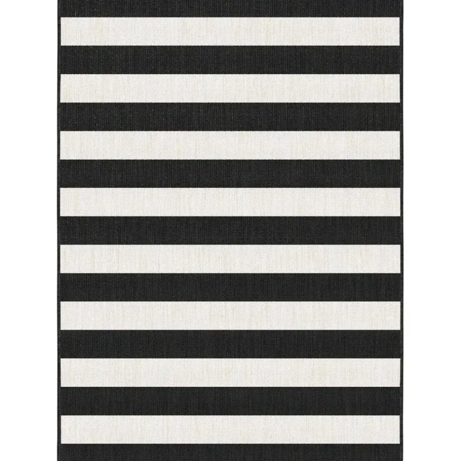 Buiten Vloerkleden|Buiten Vloerkleden-Eva Interior Interieur05 Buitenkleed Stripes zwart/wit dubbelzijdig - 290 x 200 cm