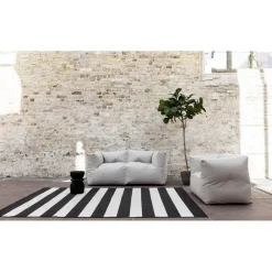 Buiten Vloerkleden|Buiten Vloerkleden-Eva Interior Interieur05 Buitenkleed Stripes zwart/wit dubbelzijdig - 290 x 200 cm