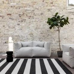 Buiten Vloerkleden|Buiten Vloerkleden-Eva Interior Interieur05 Buitenkleed Stripes zwart/wit dubbelzijdig - 290 x 200 cm