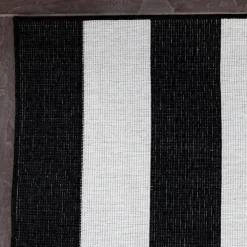 Buiten Vloerkleden|Buiten Vloerkleden-Eva Interior Interieur05 Buitenkleed Stripes zwart/wit dubbelzijdig - 290 x 200 cm