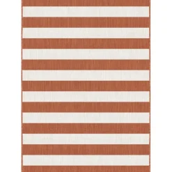Buiten Vloerkleden|Buiten Vloerkleden-Eva Interior Interieur05 Buitenkleed Stripes roest/wit dubbelzijdig - 290 x 200 cm