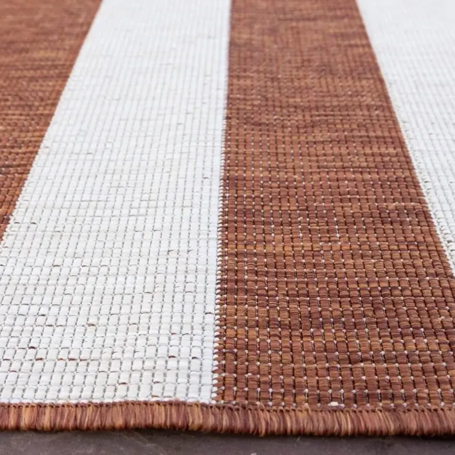 Buiten Vloerkleden|Buiten Vloerkleden-Eva Interior Interieur05 Buitenkleed Stripes roest/wit dubbelzijdig - 340 x 240 cm
