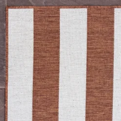 Buiten Vloerkleden|Buiten Vloerkleden-Eva Interior Interieur05 Buitenkleed Stripes roest/wit dubbelzijdig - 340 x 240 cm