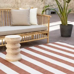 Buiten Vloerkleden|Buiten Vloerkleden-Eva Interior Interieur05 Buitenkleed Stripes roest/wit dubbelzijdig - 340 x 240 cm