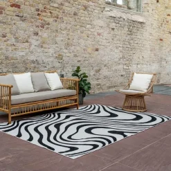 Buiten Vloerkleden|Buiten Vloerkleden-Interieur05 Buitenkleed Swirl Zwart - 290 x 200 cm