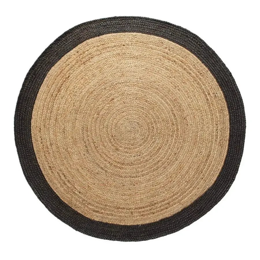 Jute Vloerkleden-Interieur05 EVA Interior rond Vloerkleed Jute Naturel/Antraciet - 240 x 240 cm