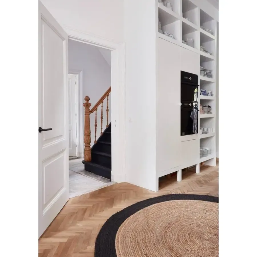 Jute Vloerkleden-Interieur05 EVA Interior rond Vloerkleed Jute Naturel/Antraciet - 240 x 240 cm