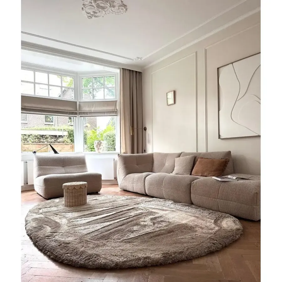 Interieur05 Hoogpolig vloerkleed Odelia beige/wit - 200 x 290 cm