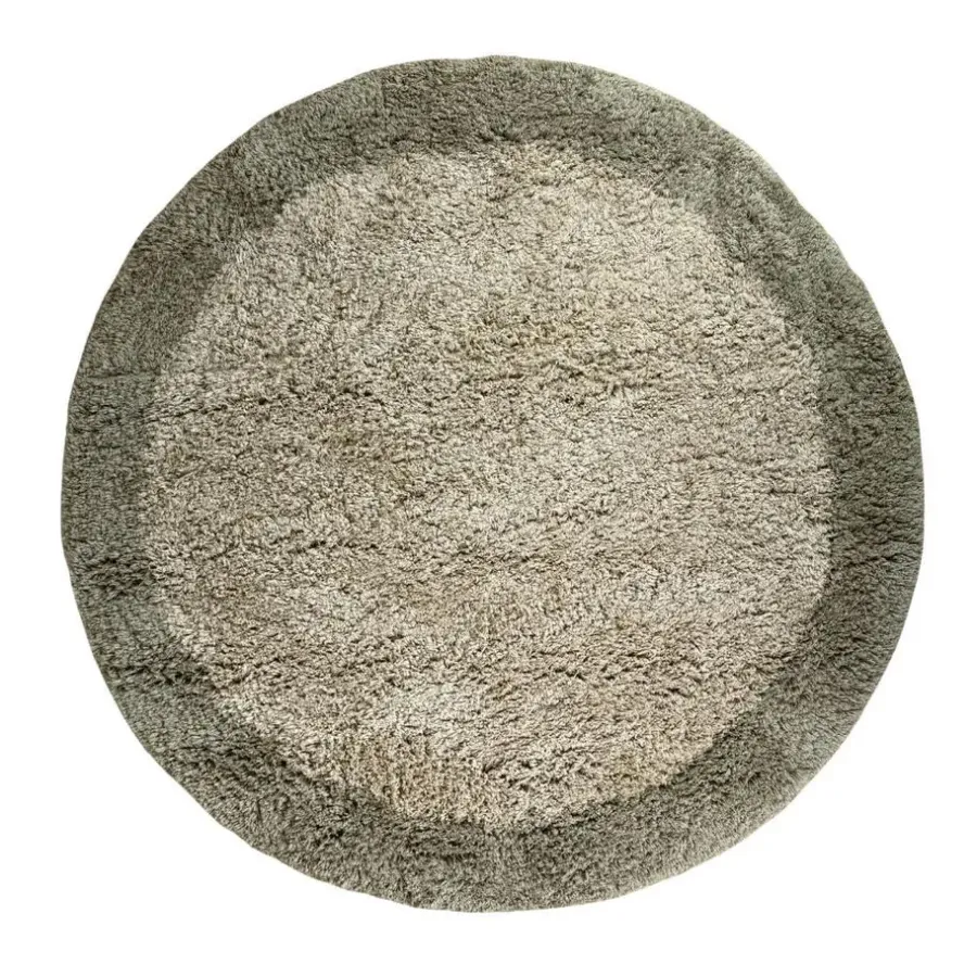 Hoogpolige Vloerkleden|Ronde Vloerkleden-Interieur05 hoogpolig vloerkleed polyester Pilo groen/beige - 240 x 240 cm