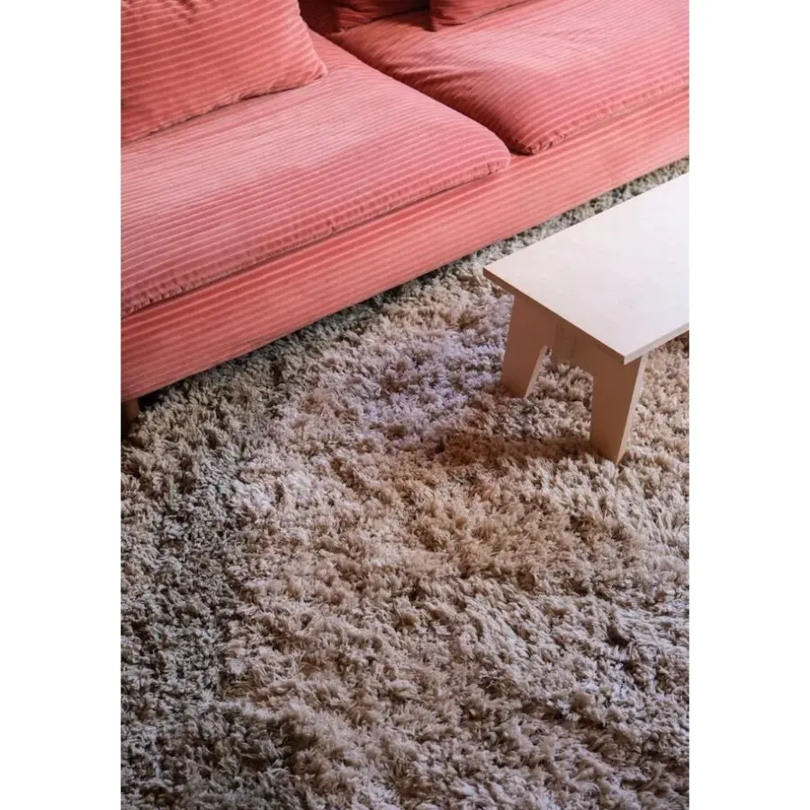 Hoogpolige Vloerkleden|Ronde Vloerkleden-Interieur05 hoogpolig vloerkleed polyester Pilo groen/beige - 240 x 240 cm