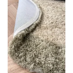 Hoogpolige Vloerkleden|Ronde Vloerkleden-Interieur05 hoogpolig vloerkleed polyester Pilo groen/beige - 240 x 240 cm