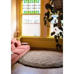 Hoogpolige Vloerkleden|Ronde Vloerkleden-Interieur05 hoogpolig vloerkleed polyester Pilo groen/beige - 240 x 240 cm