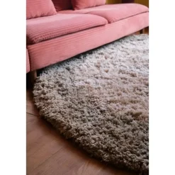 Hoogpolige Vloerkleden|Ronde Vloerkleden-Interieur05 hoogpolig vloerkleed polyester Pilo groen/beige - 240 x 240 cm