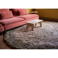 Interieur05 hoogpolig vloerkleed polyester Pilo groen/beige - 160 x 160 cm