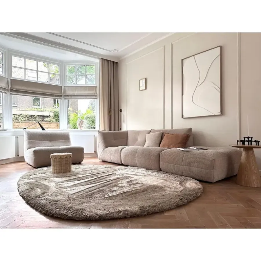 Interieur05 Hoogpolig vloerkleed Odelia beige/wit - 80 x 150 cm