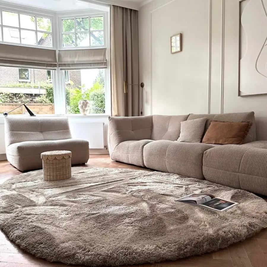 Interieur05 Hoogpolig vloerkleed Odelia beige/wit - 80 x 150 cm