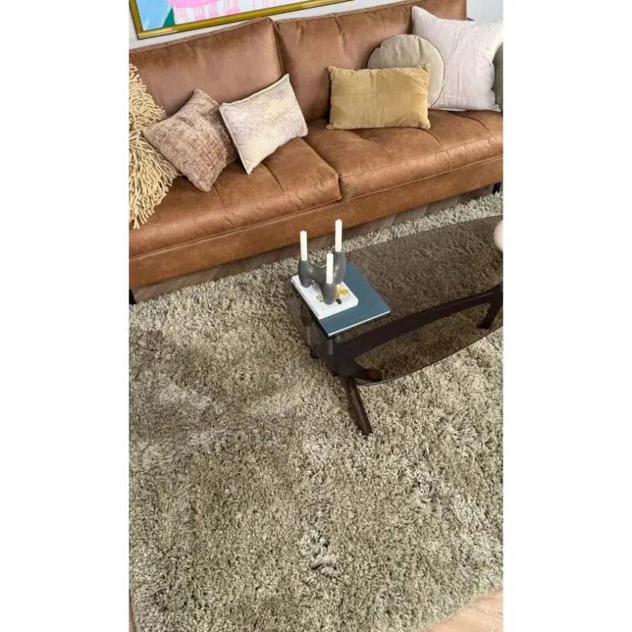 Interieur05 hoogpolig vloerkleed polyester Pilo groen - 340 x 240 cm