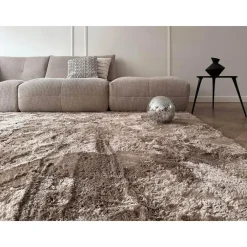 Interieur05 Hoogpolig vloerkleed Odelia Bruin/taupe - 80 x 150 cm