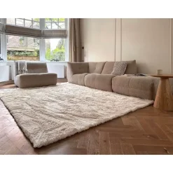 Interieur05 Hoogpolig vloerkleed Odelia beige/wit - 160 x 230 cm