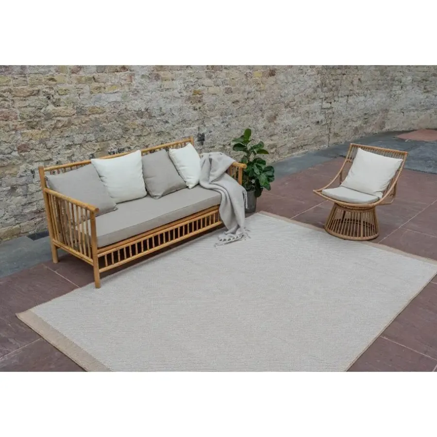 Buiten Vloerkleden|Buiten Vloerkleden-Interieur05 Jute buitenkleed naturel border - 380 x 280 cm