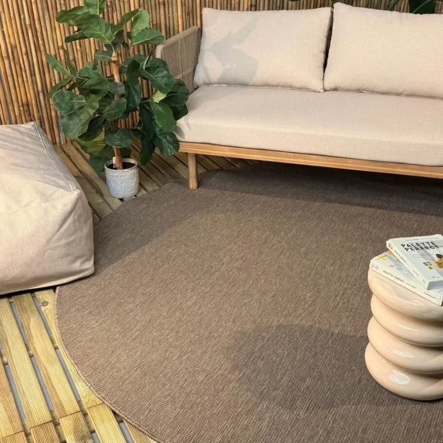 Buiten Vloerkleden|Buiten Vloerkleden-Interieur05 rond buitenkleed linnen Tone - 240 x 240 cm