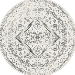 Buiten Vloerkleden|Buiten Vloerkleden-Interieur05 rond buitenkleed zwart/wit Nova - 240 x 240 cm