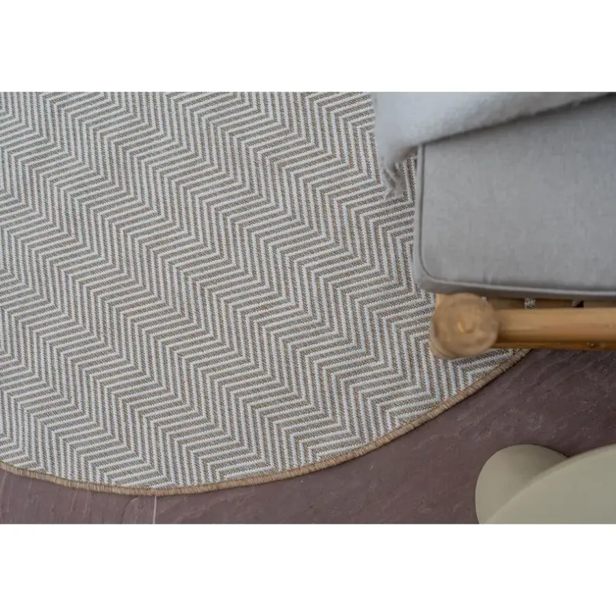 Interieur05 rond buitenkleed jute naturel zigzag - 240 x 240 cm