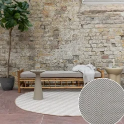 Buiten Vloerkleden|Buiten Vloerkleden-Interieur05 rond buitenkleed jute naturel zigzag - 200 x 200 cm