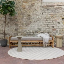 Buiten Vloerkleden|Buiten Vloerkleden-Interieur05 rond buitenkleed jute naturel zigzag - 200 x 200 cm