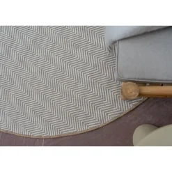 Buiten Vloerkleden|Buiten Vloerkleden-Interieur05 rond buitenkleed jute naturel zigzag - 200 x 200 cm
