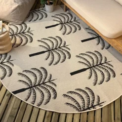 Buiten Vloerkleden|Buiten Vloerkleden-Interieur05 rond buitenkleed zwart/wit Oase - 240 x 240 cm