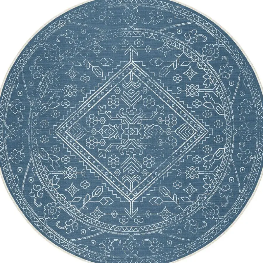 Ronde Vloerkleden|Buiten Vloerkleden-Interieur05 rond buitenkleed blauw Nova - 240 x 240 cm