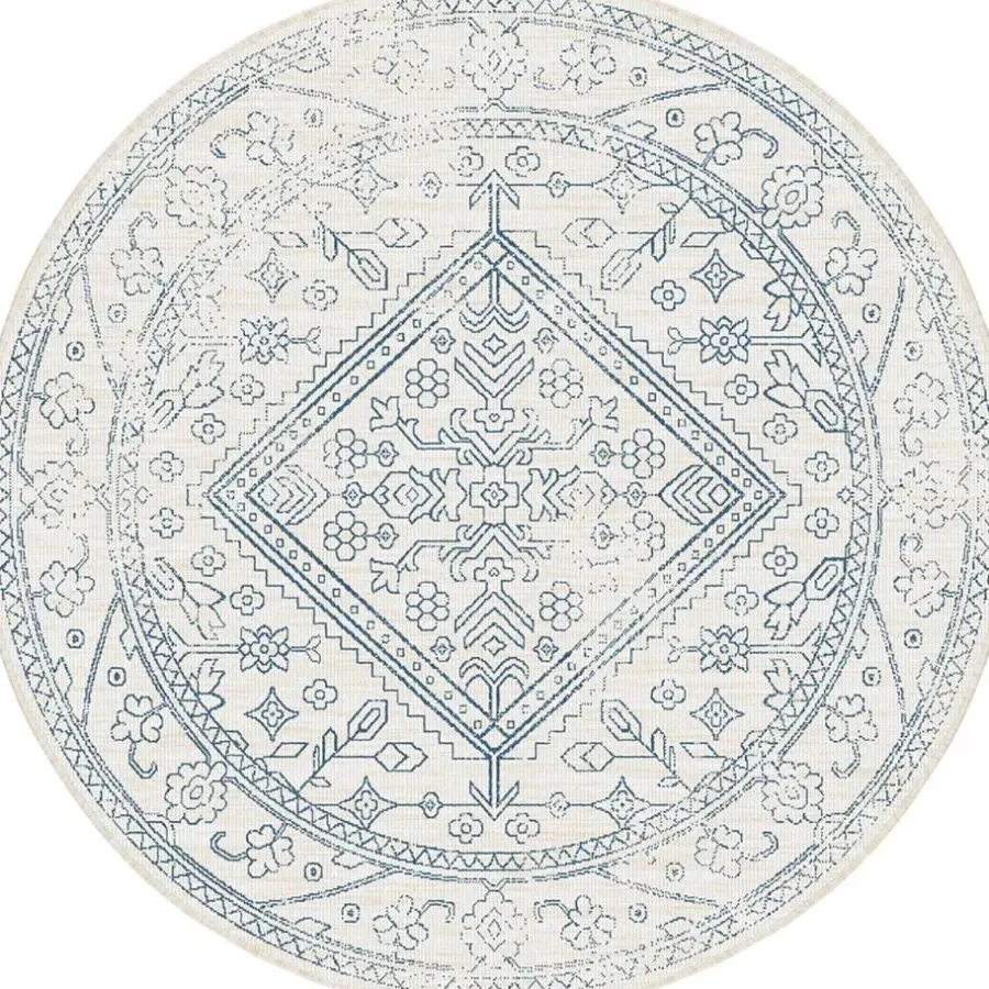 Ronde Vloerkleden|Buiten Vloerkleden-Interieur05 rond buitenkleed blauw Nova - 240 x 240 cm