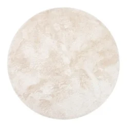 Interieur05 Rond Hoogpolig vloerkleed Odelia beige/wit - 160 x 160 cm