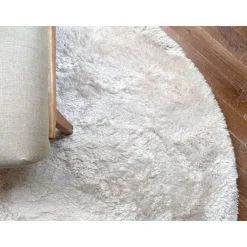 Interieur05 Rond Hoogpolig vloerkleed Odelia beige/wit - 160 x 160 cm