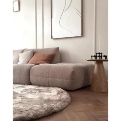 Ronde Vloerkleden-Interieur05 Rond Hoogpolig vloerkleed Odelia beige/wit - 200 x 200 cm