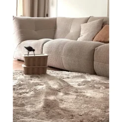 Ronde Vloerkleden-Interieur05 Rond Hoogpolig vloerkleed Odelia beige/wit - 200 x 200 cm