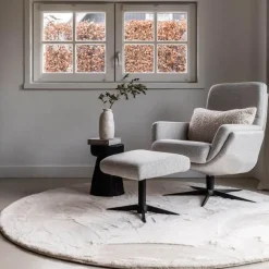 Vloerkleden|Hoogpolige Vloerkleden-Interieur05 Rond Hoogpolig Vloerkleed Lux Creme - 200 x 200 cm