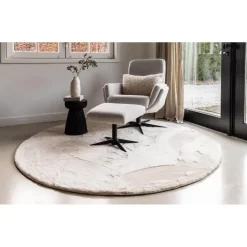 Vloerkleden|Hoogpolige Vloerkleden-Interieur05 Rond Hoogpolig Vloerkleed Lux Creme - 200 x 200 cm