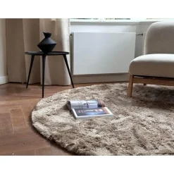 Vloerkleden|Hoogpolige Vloerkleden-Interieur05 Rond Hoogpolig vloerkleed Odelia Bruin/taupe - 160 x 160 cm