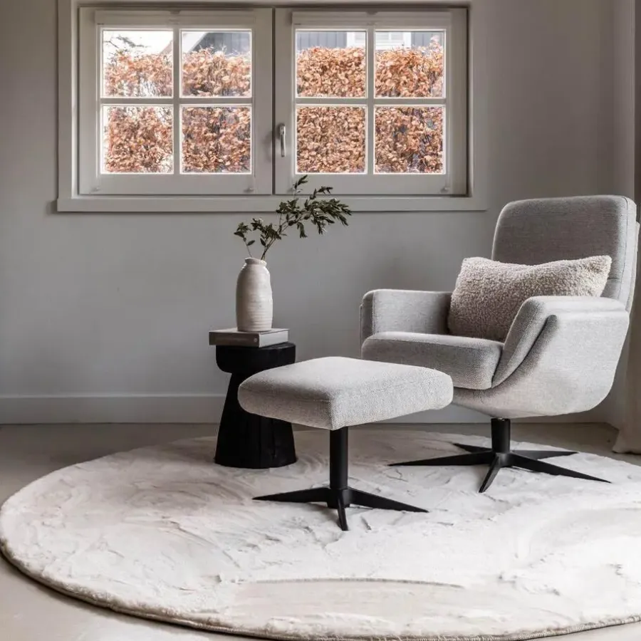 Interieur05 Rond Hoogpolig Vloerkleed Lux Creme - 240 x 240 cm