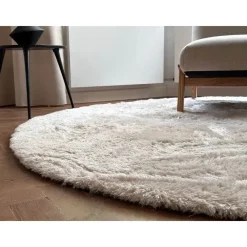Hoogpolige Vloerkleden|Ronde Vloerkleden-Interieur05 Rond Hoogpolig vloerkleed Odelia beige/wit - 240 x 240 cm